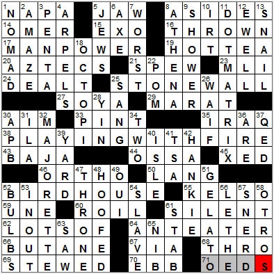 0613-12: New York Times Crossword Answers 13 Jun 12, Wednesday