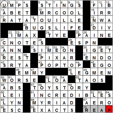 0704-12: New York Times Crossword Answers 4 Jul 12, Wednesday