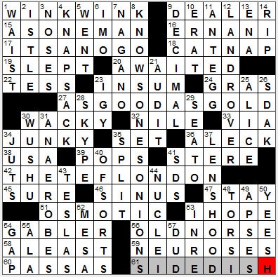 0707-12: New York Times Crossword Answers 7 Jul 12, Saturday