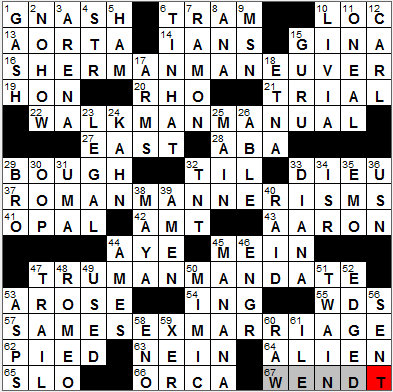 0718-12: New York Times Crossword Answers 18 Jul 12, Wednesday
