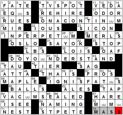 0726-12: New York Times Crossword Answers 26 Jul 12, Thursday