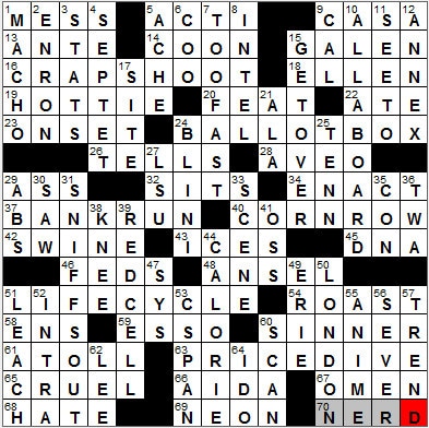 0806-12: New York Times Crossword Answers 6 Aug 12, Monday