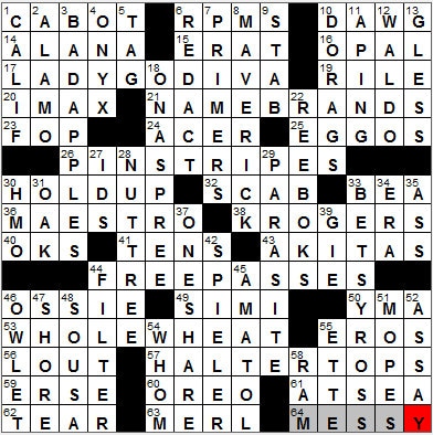 0818-12: New York Times Crossword Answers 18 Aug 12, Saturday