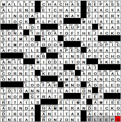 0819-12: New York Times Crossword Answers 19 Aug 12, Sunday