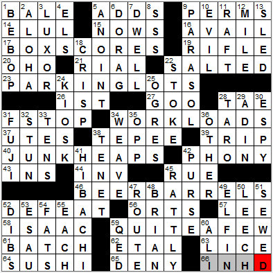 0903-12: New York Times Crossword Answers 3 Sep 12, Monday