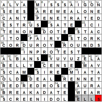 0928-12: New York Times Crossword Answers 28 Sep 12, Friday
