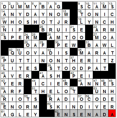 1020-12 New York Times Crossword Answers 20 Oct 12, Saturday