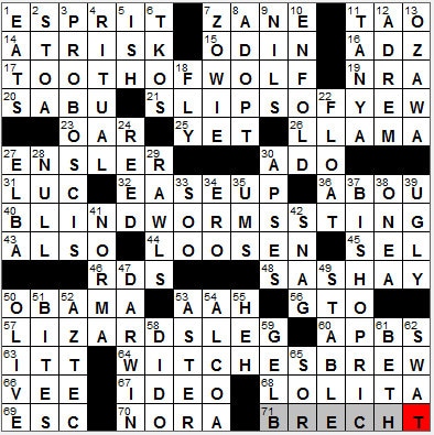 1031-12 New York Times Crossword Answers 31 Oct 12, Wednesday