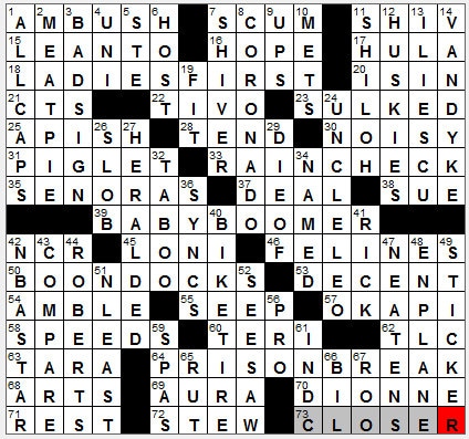 1122-12 New York Times Crossword Answers 22 Nov 12, Thursday