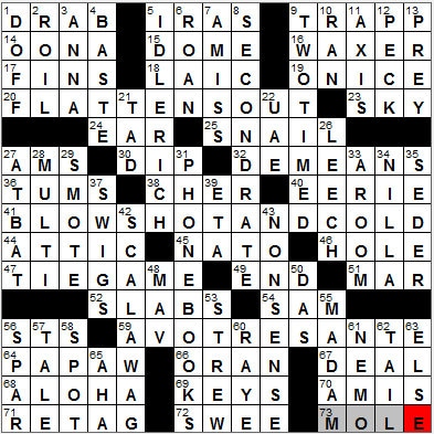 1126-12 New York Times Crossword Answers 26 Nov 12, Monday