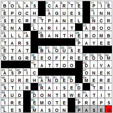 1129-12 New York Times Crossword Answers 29 Nov 12, Thursday