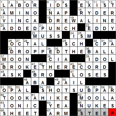 0109-13 New York Times Crossword Answers 9 Jan 13, Wednesday