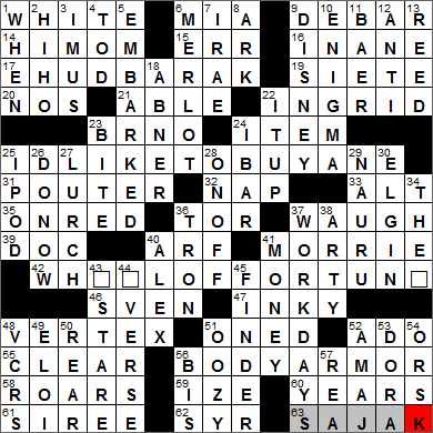 0110-13 New York Times Crossword Answers 10 Jan 13, Thursday