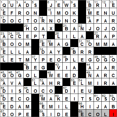 0130-13 New York Times Crossword Answers 30 Jan 13, Wednesday