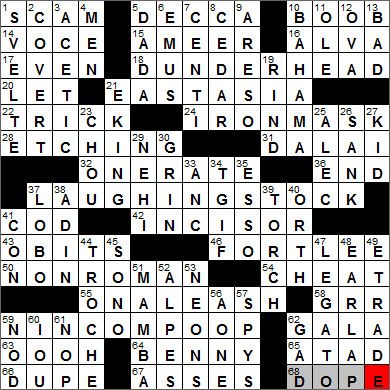 0401-13 New York Times Crossword Answers 1 Apr 13, Monday