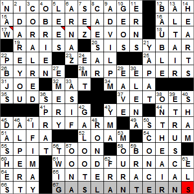 0309-13 New York Times Crossword Answers 9 Mar 13, Saturday