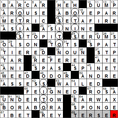 0327-13 New York Times Crossword Answers 27 Mar 13, Wednesday