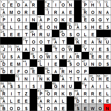 0603-13 New York Times Crossword Answers 3 Jun 13, Monday