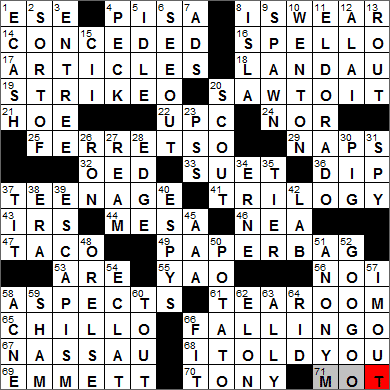0606-13 New York Times Crossword Answers 6 Jun 13, Thursday