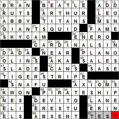 0627-13 New York Times Crossword Answers 27 Jun 13, Thursday