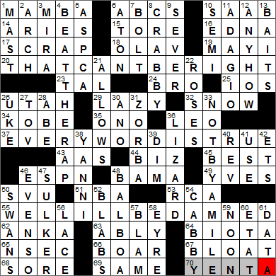 0710-13 New York Times Crossword Answers 10 Jul 13, Wednesday
