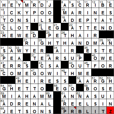 0720-13 New York Times Crossword Answers 20 Jul 13, Saturday
