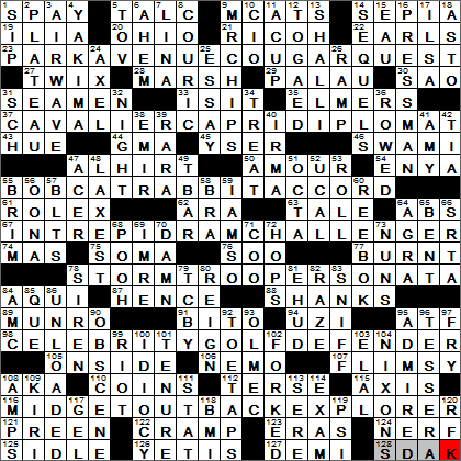 0908-13 New York Times Crossword Answers 8 Sep 13, Sunday