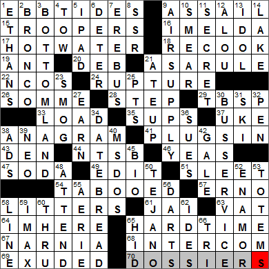 0925-13 New York Times Crossword Answers 25 Sep 13, Wednesday