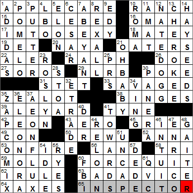 1116-13 New York Times Crossword Answers 16 Nov 13, Saturday