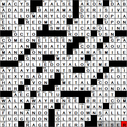1124-13 New York Times Crossword Answers 24 Nov 13, Sunday