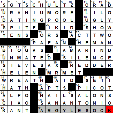 1130-13 New York Times Crossword Answers 30 Nov 13, Saturday