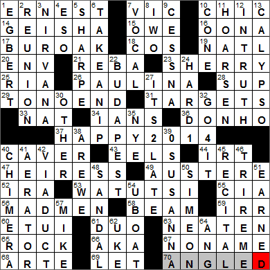 0101-14 New York Times Crossword Answers 1 Jan 14, Wednesday