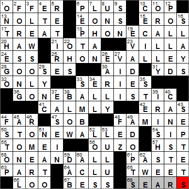 0113-14 New York Times Crossword Answers 13 Jan 14, Monday