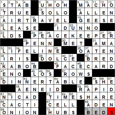 0127-14 New York Times Crossword Answers 27 Jan 14, Monday