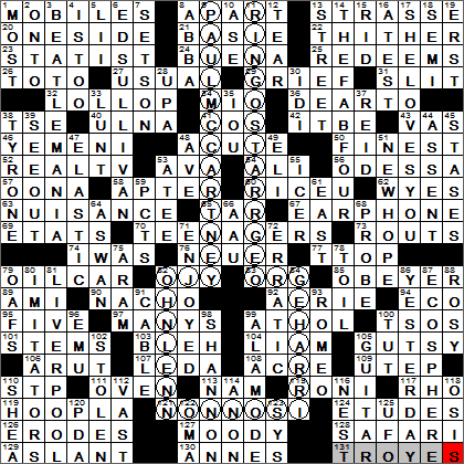 0209-14 New York Times Crossword Answers 9 Feb 14, Sunday