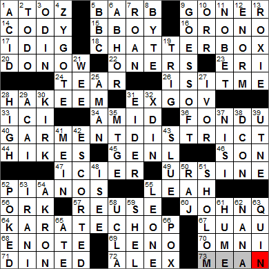 0218-14 New York Times Crossword Answers 18 Feb 14, Tuesday