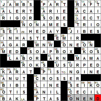 0306-14 New York Times Crossword Answers 6 Mar 14, Thursday