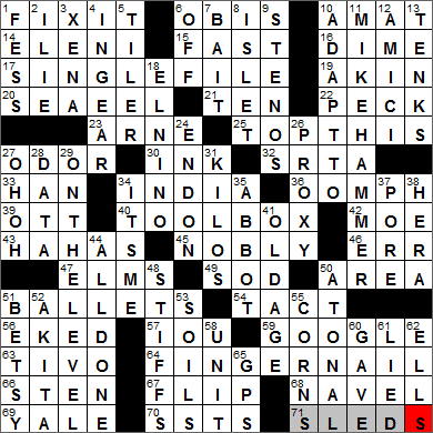 0310-14 New York Times Crossword Answers 10 Mar 14, Monday