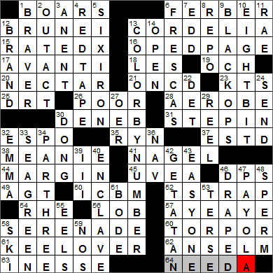 0313-14 New York Times Crossword Answers 13 Mar 14, Thursday