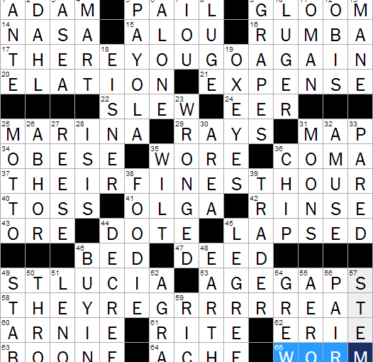 0414-14 New York Times Crossword Answers 14 Apr 14, Monday