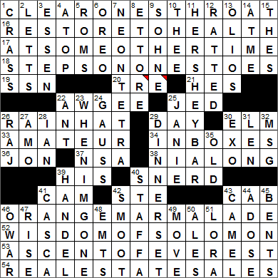 0620-14 New York Times Crossword Answers 20 Jun 14, Friday
