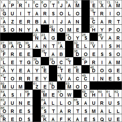 0628-14 New York Times Crossword Answers 28 Jun 14, Saturday