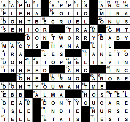 0701-14 New York Times Crossword Answers 1 Jul 14, Tuesday