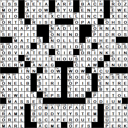 0810-14 New York Times Crossword Answers 10 Aug 14, Sunday