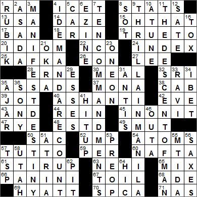 1008-14 New York Times Crossword Answers 8 Oct 14, Wednesday