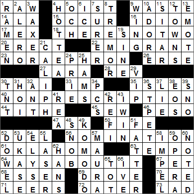 1119-14 New York Times Crossword Answers 19 Nov 14, Wednesday