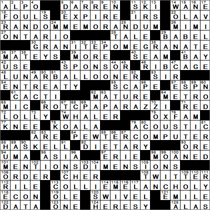 1123-14 New York Times Crossword Answers 23 Nov 14, Sunday