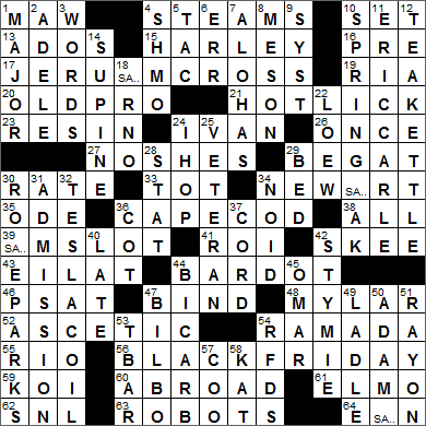 1128-14 New York Times Crossword Answers 28 Nov 14, Friday