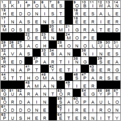 1106-14 New York Times Crossword Answers 6 Nov 14, Thursday