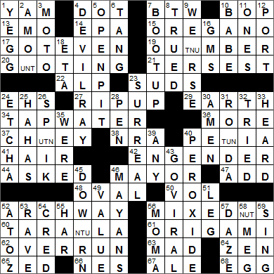 1225-14 New York Times Crossword Answers 25 Dec 14, Thursday